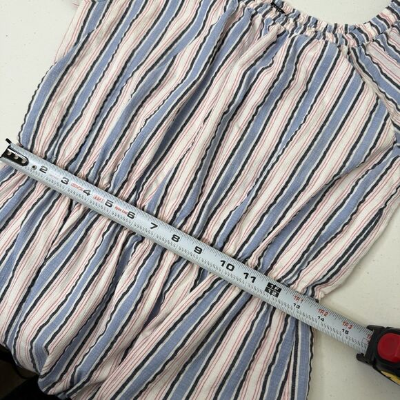 J.Crew Mercantile Dress Size M Striped Off The Shoulder Short Sleeve Americana - Picture 8 of 11